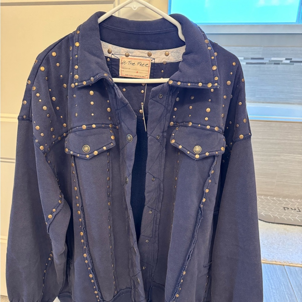 We The Free Free People Studded Oversized Jacket - Size S Boho Indie